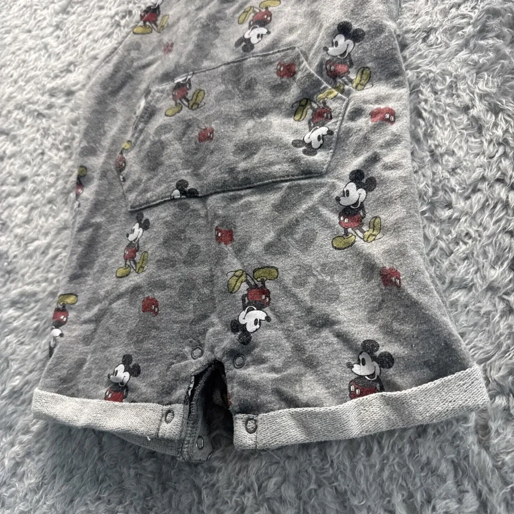 Disney Baby Mickey Mouse Jumper 18M Gray Red Buttons Overall Outfit 18 Months
